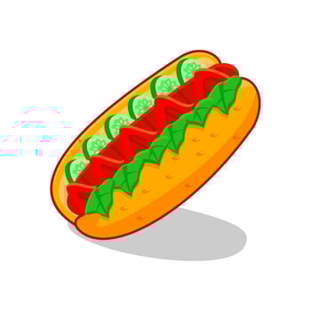 hotdog with sausage and cucumbar, suitable for the needs of social media post elements vector