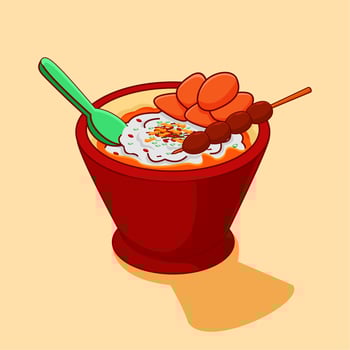 Indonesian food chicken porridge, suitable for the needs of social media post elements vector