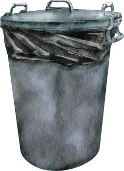 watercolor bin black trash png