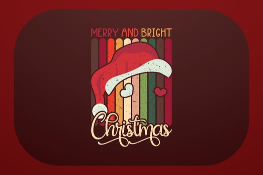 Christmas T-shirt Design Merry And Bright Christmas vector