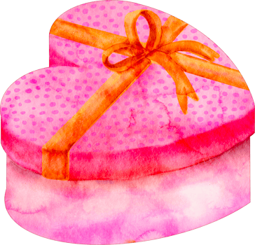 watercolor giftbox heart png