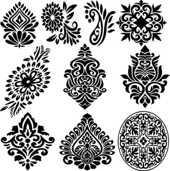 Black and white beautiful vector motifs