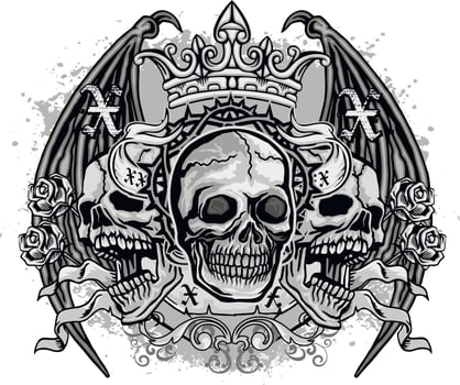 Gothic sign with skull, grunge vintage design t shirts vector