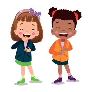 cute little boy laugh together with friend vector