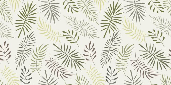 Seamless pattern of Topical Palm leaves on White background. Vector modern summer Branch design for paper, cover, fabric, interior decor