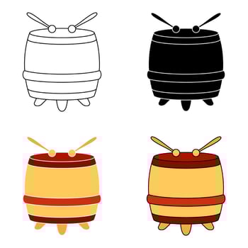 Chinese Drum in flat style isolated vector