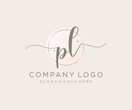 Initial PL feminine logo. Usable for Nature, Salon, Spa, Cosmetic and Beauty Logos. Flat Vector Logo Design Template Element.