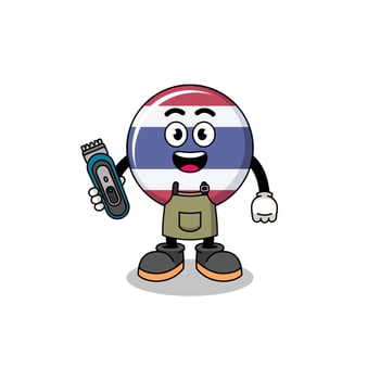 Cartoon Illustration of thailand flag as a barber man vector