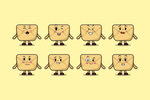 Set kawaii Envelope cartoon character expressions vector