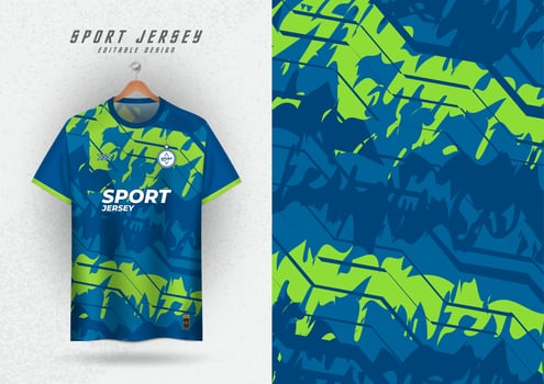 background mockup for sport jersey football running racing, blue and green brushed pattern vector
