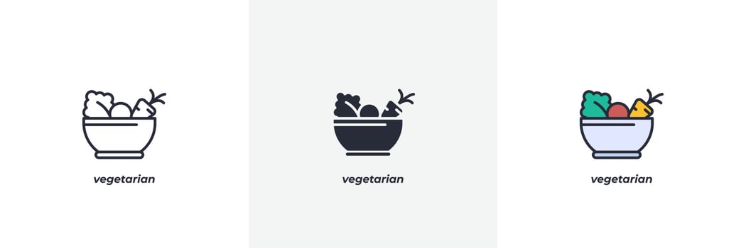 vegetarian icon. Line, solid and filled outline colorful version, outline and filled vector sign. Idea Symbol, logo illustration. Vector graphics