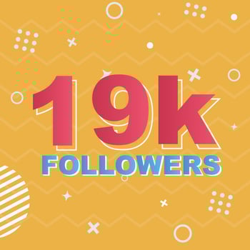 19k Followers Card Celebration Vector. 90000 Followers Congratulation Post Social Media Template. Modern colourful design. vector