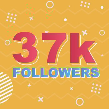 37k Followers Card Celebration Vector. 90000 Followers Congratulation Post Social Media Template. Modern colourful design. vector