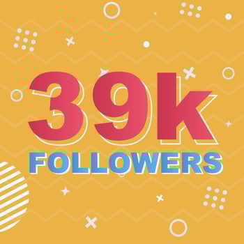 39k Followers Card Celebration Vector. 90000 Followers Congratulation Post Social Media Template. Modern colourful design. vector