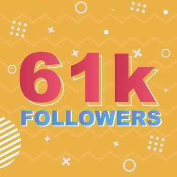 61k Followers Card Celebration Vector. 90000 Followers Congratulation Post Social Media Template. Modern colourful design. vector