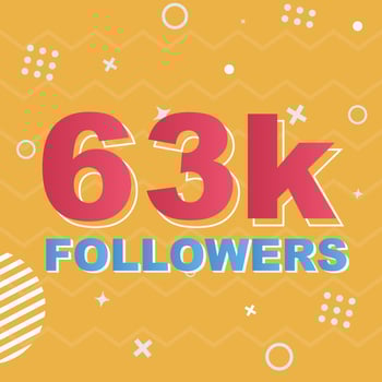 63k Followers Card Celebration Vector. 90000 Followers Congratulation Post Social Media Template. Modern colourful design. vector