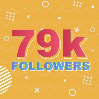 79k Followers Card Celebration Vector. 90000 Followers Congratulation Post Social Media Template. Modern colourful design. vector