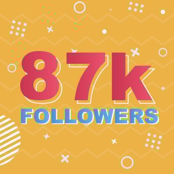 87k Followers Card Celebration Vector. 90000 Followers Congratulation Post Social Media Template. Modern colourful design. vector