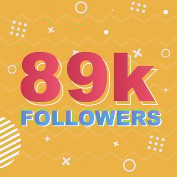 89k Followers Card Celebration Vector. 90000 Followers Congratulation Post Social Media Template. Modern colourful design. vector