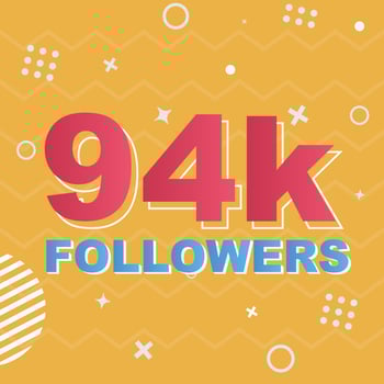 94k Followers Card Celebration Vector. 90000 Followers Congratulation Post Social Media Template. Modern colourful design. vector