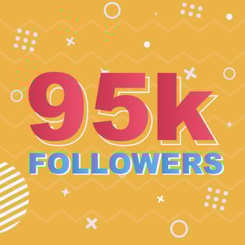 95k Followers Card Celebration Vector. 90000 Followers Congratulation Post Social Media Template. Modern colourful design. vector