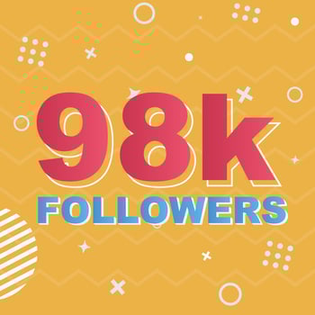 98k Followers Card Celebration Vector. 90000 Followers Congratulation Post Social Media Template. Modern colourful design. vector