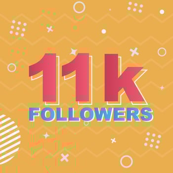 11k Followers Card Celebration Vector. 90000 Followers Congratulation Post Social Media Template. Modern colourful design. vector