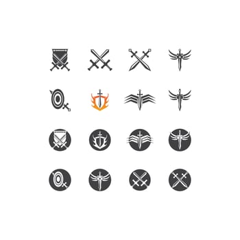 Black Sword War Defend Logo Vector Illustration