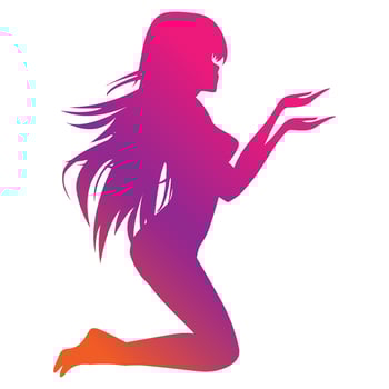 cute girl silhouette illustration vector