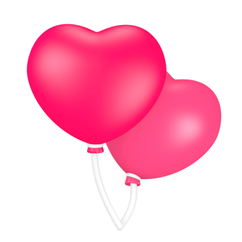 3d cute pink valentine's day icon ballons png