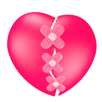 3d cute pink valentine's day icon broken heart bandge png