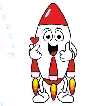 cute rocket illustration graphic vector