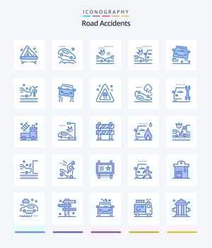 Creative Road Accidents 25 Blue icon pack  Such As traffic. overtaking. car. crush. car vector