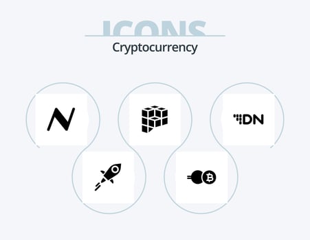 Cryptocurrency Glyph Icon Pack 5 Icon Design. coin . crypto . currency. blockchain vector