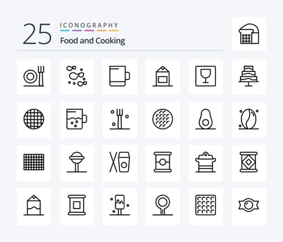 Food 25 Line icon pack including cup. viennese. milk. food. food vector