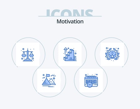 Motivation Blue Icon Pack 5 Icon Design. . star. equality. badge. up vector