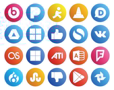 20 Social Media Icon Pack Including drupal microsoft access microsoft ati lastfm vector
