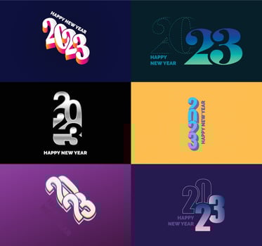 Big Collection of 2023 Happy New Year symbols Cover of business diary for 2023 with wishes vector