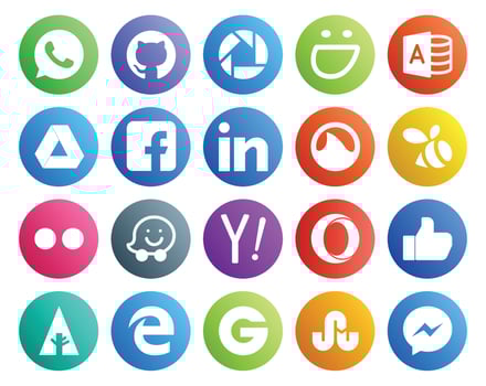 20 Social Media Icon Pack Including edge like grooveshark opera yahoo vector