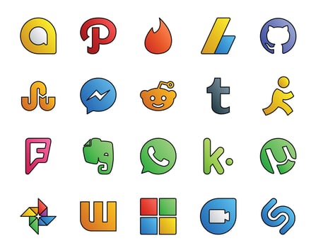 20 Social Media Icon Pack Including wattpad utorrent reddit kik evernote vector