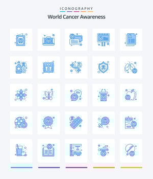 Creative World Cancer Awareness 25 Blue icon pack  Such As cancer sign. health. communication. report. awareness vector