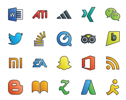 20 Social Media Icon Pack Including electronics arts brightkite stockoverflow travel quicktime vector