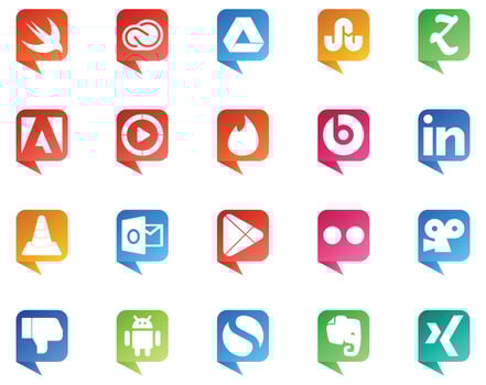 20 Social Media Speech Bubble Style Logo like google play player windows media player media linkedin vector