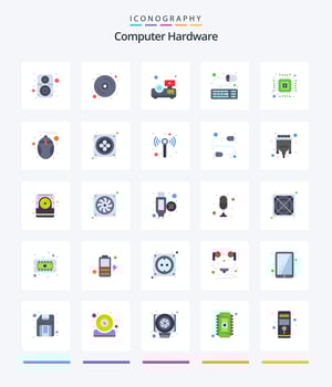 Creative Computer Hardware 25 Flat icon pack  Such As computer. computer. beamer. chip. keyboard vector