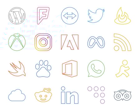 20 Social Media Icon Pack Including aim office instagram baidu rss vector
