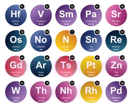 20 Preiodic table of the elements Icon Pack Design vector