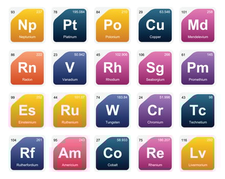 20 Preiodic table of the elements Icon Pack Design vector