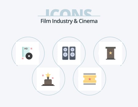 Cenima Flat Icon Pack 5 Icon Design. podium. conference. compact. speaker. entertaiment vector
