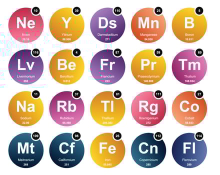 20 Preiodic table of the elements Icon Pack Design vector
