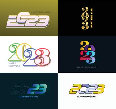 Big Set of 2023 Happy New Year logo text design 2023 number design template vector